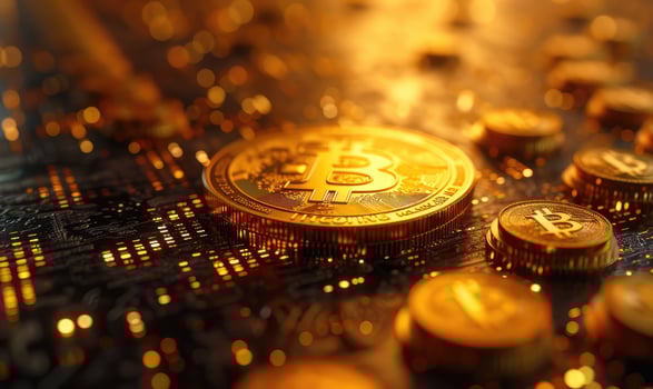AI generated golden coin with graph, idea for investment concept photo