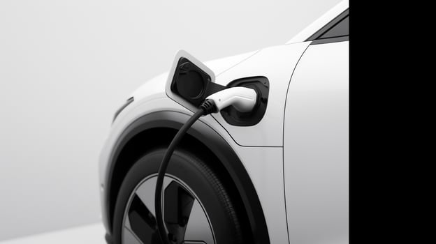 AI generated Electric car is charging battery in EV charging station . photo