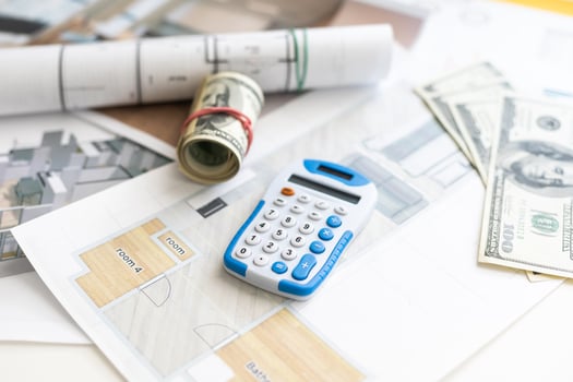 Calculation for house construction, construction drawings photo