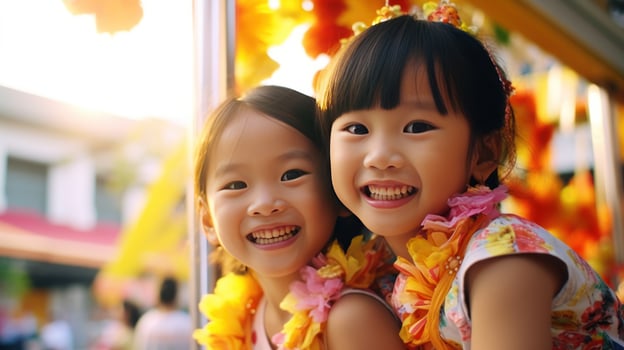 AI generated Joyful Siblings at Festival photo