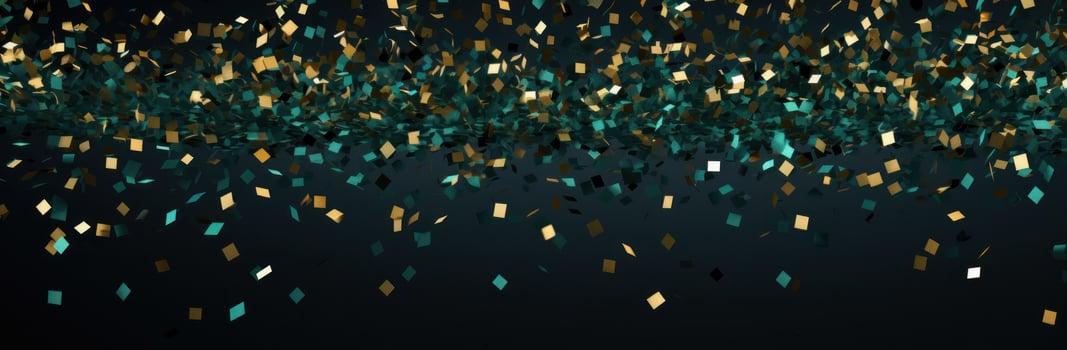 AI generated green birthday confetti with blue confetti background photo