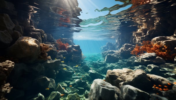 AI generated The deep blue sea, a tropical paradise of underwater beauty generated by AI photo