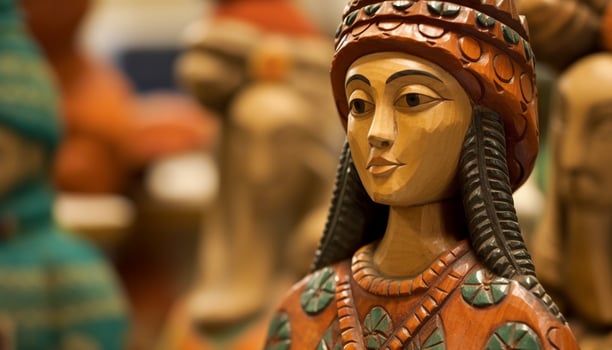 AI generated Indigenous cultures' spirituality in souvenir sculptures Buddhism and Hinduism generated by AI photo