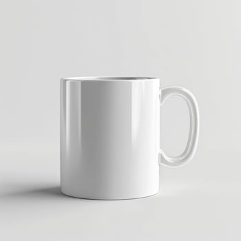 AI generated minimalistic style white mug on white background photo