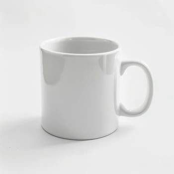 AI generated minimalistic style white mug on white background photo