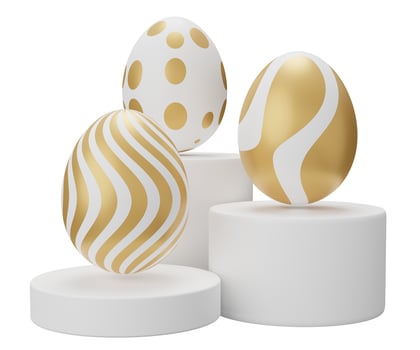 easter egg podium pedestal. 3d render illustration isolated on white background photo