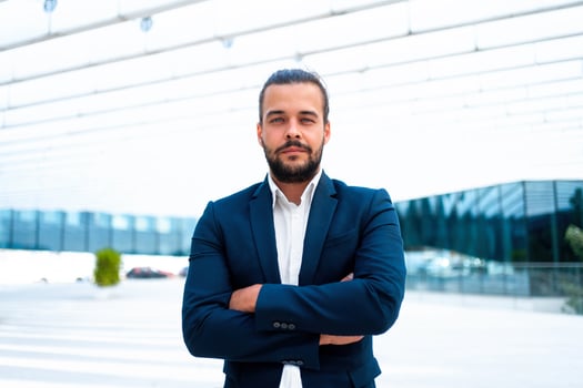 Handsome confidence hispanic businessman photo