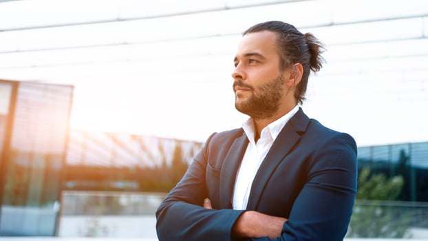 Handsome confidence hispanic businessman photo