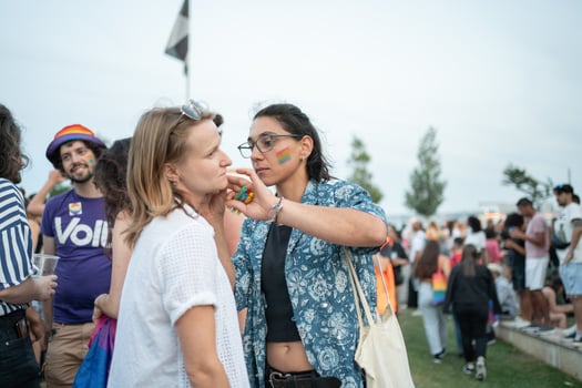 Lisbon, Portugal. 17 June 2023 Women preparing for Pride Parade photo