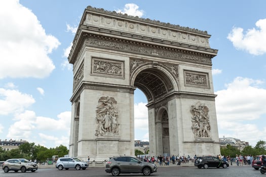 Paris France 02 June 2018  The Triumphal Arch de l Etoile arc de triomphe . The monument was designed by Jean Chalgrin in 1806 in Paris. photo