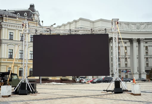 Big led panel screen standing outdoor on city street Kiev photo