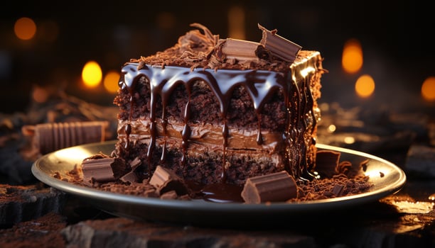 AI generated A decadent slice of homemade chocolate fudge on a plate generated by AI photo