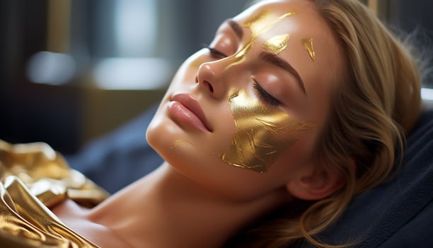 AI generated Young woman enjoying a luxurious beauty treatment, eyes closed, relaxed generated by AI photo
