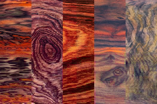 Set of natural real rosewood planks with groove joints have a vertical background photo
