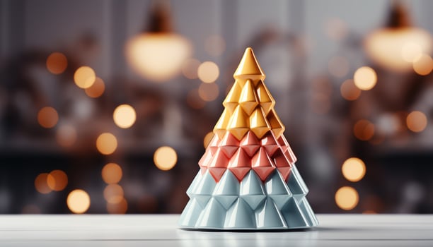 AI generated Glowing Christmas tree illuminates winter celebration in decorated home generated by AI photo