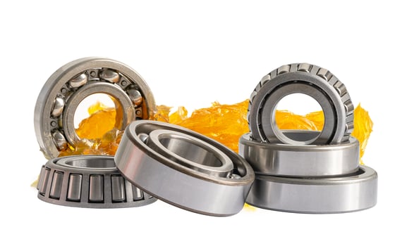 Ball bearing stainless with grease lithium machinery lubrication for automotive and industrial  isolated on white background. photo