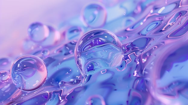 AI generated A blue and purple bubble liquid on blue background. Colorful biomorphic forms. Abstract background, texture. Generated by artificial intelligence. photo
