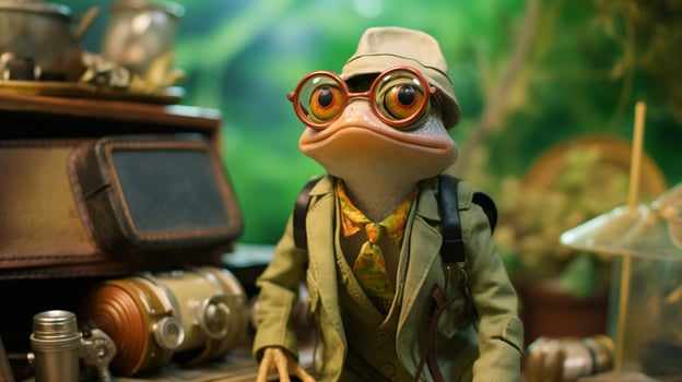 AI generated Frog Traveler Explorer photo