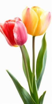 AI generated Macro view of tulip flowers isolated on white background photo