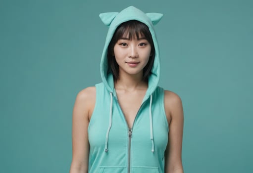 AI Generated Playful Hooded Top Woman photo