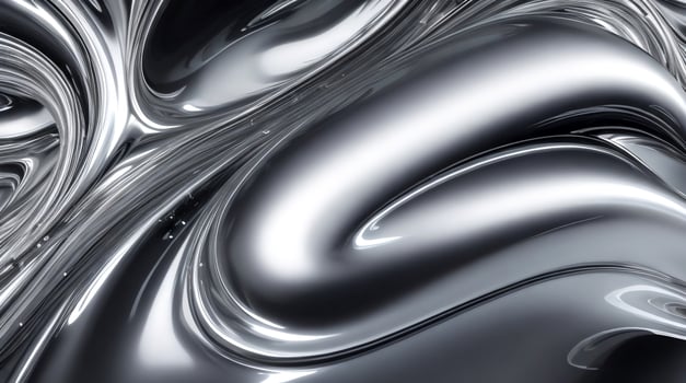 AI generated Chrome glossy abstract metallic steel liquid shiny fluid sliver futuristic background texture design photo