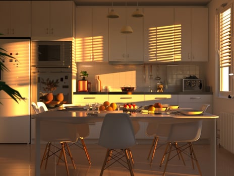 AI generated white kitchen cabinet photo