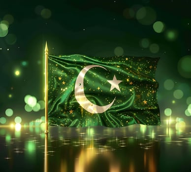 AI generated Abstract green grunge background with Pakistan flag illustration for celebration 23 march day photo