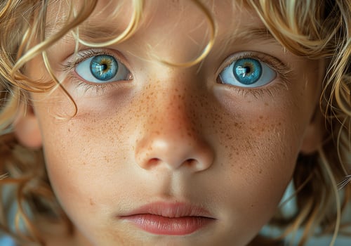 AI generated Boy with beautiful blue eyes. photo