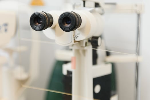office ophthalmologic clinic. visual examination equipment. devices for the treatment of vision. ophthalmology operation room. equipment for laser vision correction operating. photo