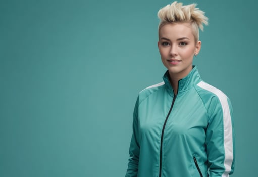AI Generated Confident Woman in Sporty Jacket photo