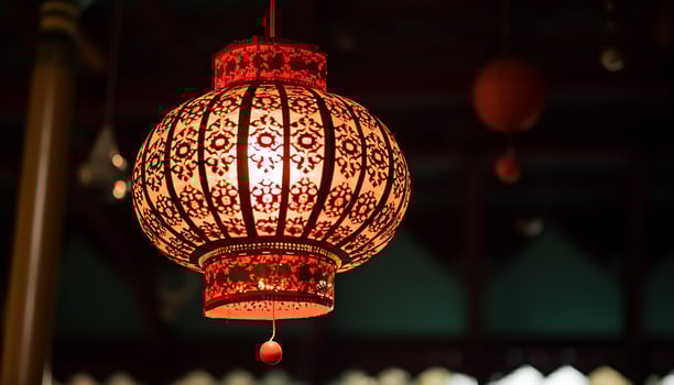 AI generated Traditional lanterns illuminate the night, celebrating cultures and spirituality generated by AI photo