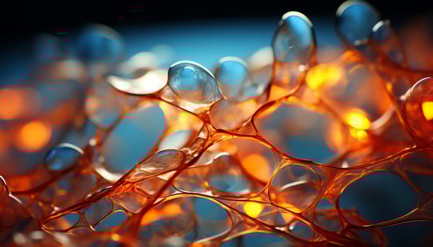 AI generated Abstract nature  vibrant colors, dew drops, glowing sphere, illuminated night generated by AI photo