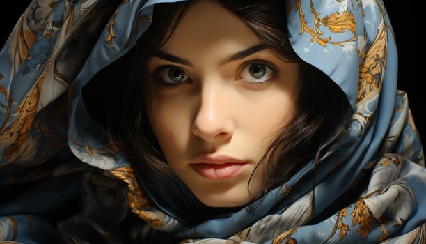 AI generated Young woman with brown hair looking at camera with confidence generated by AI photo