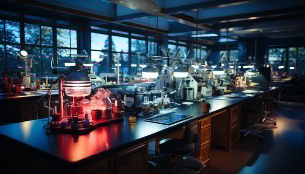 AI generated Modern science industry  working in a commercial kitchen laboratory generated by AI photo