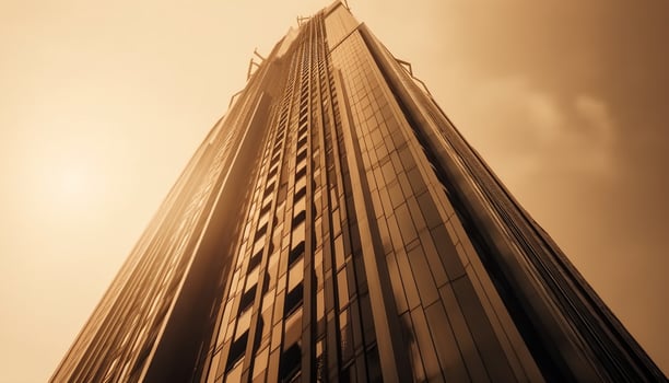AI generated Modern skyscraper reflects futuristic city life in a steel facade generated by AI photo