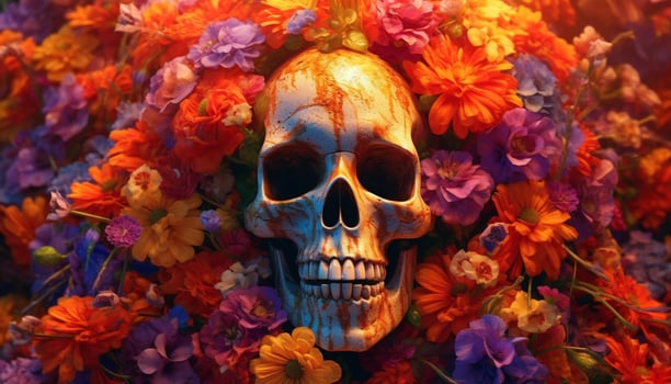 AI generated Spooky Halloween celebration with dead person decoration generated by AI photo