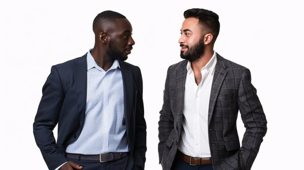 AI generated Two Professionals in a Standoff Against White Background photo