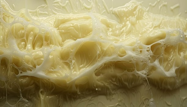 AI generated a close up of a white liquid with some bubbles photo