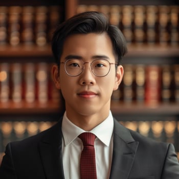 AI generated male lawyer in cabinet or library. ai generated photo