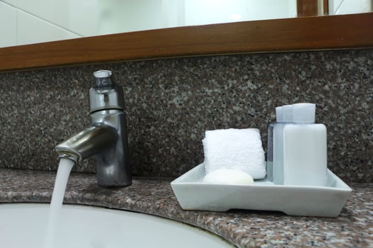 Body care and beauty products in the bathroom. photo