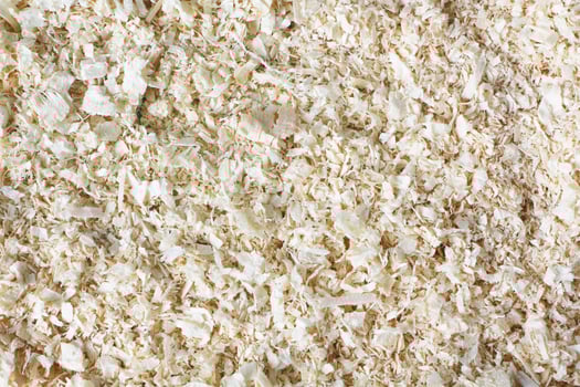 Wood sawdust texture background. Top view. photo