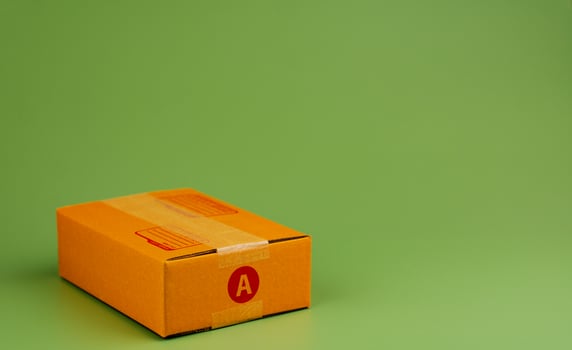 Brown box courier delivery box, online ordering and delivery photo