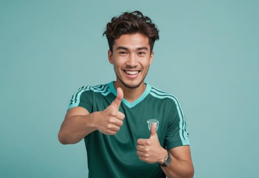 AI Generated Happy Man with Casual Approval photo