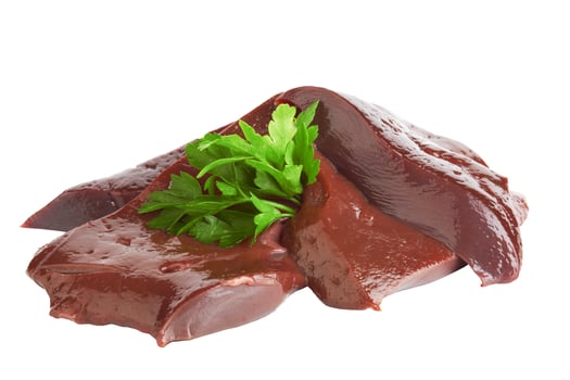 Fresh liver on white photo