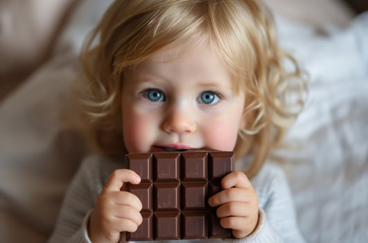 AI generated Toddler with chocolate bar photo