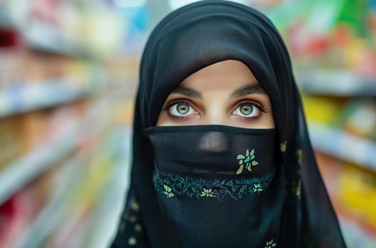 AI generated Arab woman shopping photo
