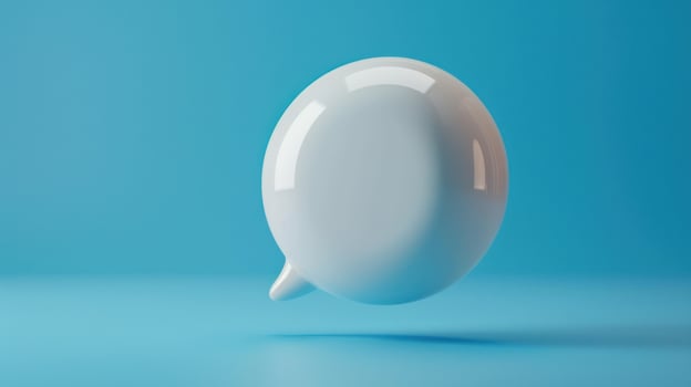 AI generated white plastic soft speech bubble against blue background photo