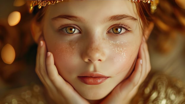 AI generated Enchanted Young Girl with Glitter photo