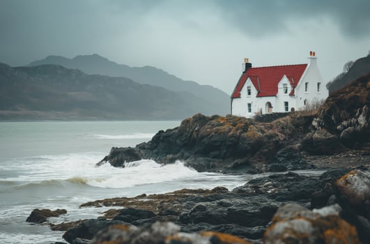 AI generated Highland coast cottage photo
