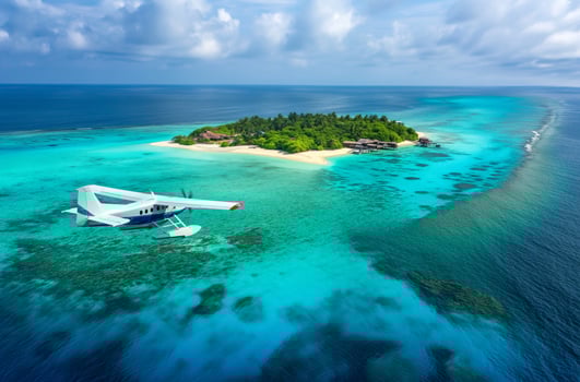 AI generated Seaplane over Maldivian Island photo